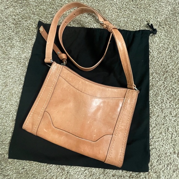 Frye Melissa Leather Crossbody Bag Cognac Tan  Shoulder Purse with Dust Bag - Picture 2 of 8